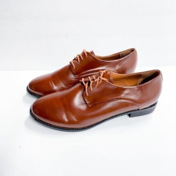 FSJ Unisex Lace-up Oxford Vintage Retro Round Toe Chunky Low Heel Pumps Dress - Picture 4 of 8